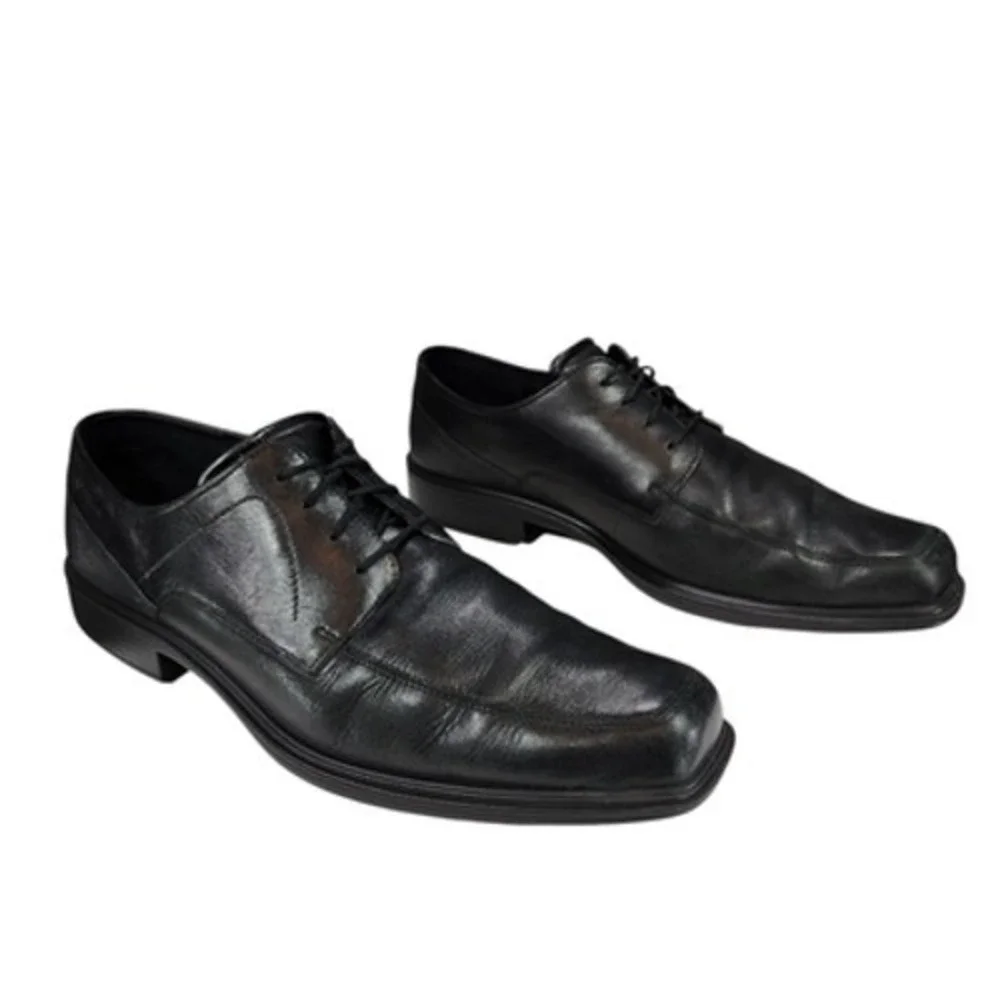 Ecco Dress Shoe sz 47 US 13 Men Helsinki 2 Gortex Derby Black Square Toe Leather